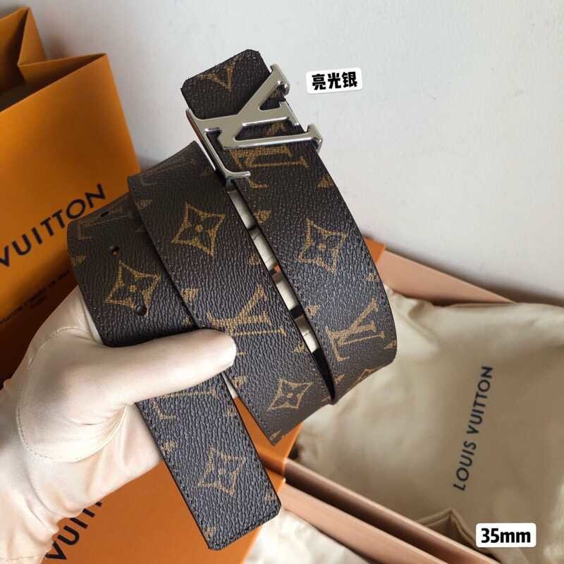 Louis Vuitton Iconic stainless steel letter buckle classic Monogram/check belt 35mm