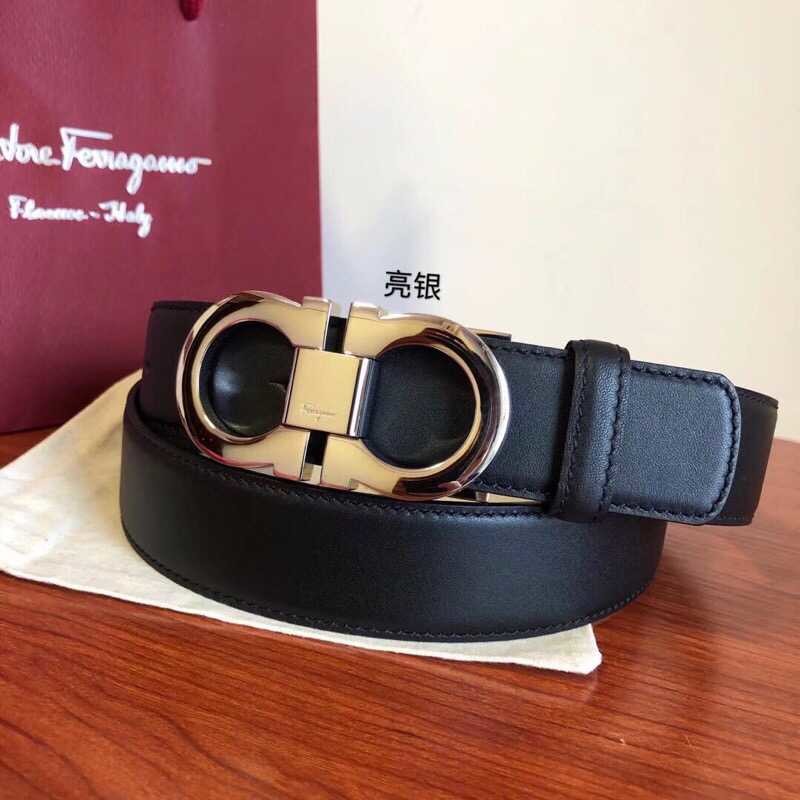 Ferragamo Men s Cowhide Reversible Available Classic Timeless Buckle Belt 3.5cm