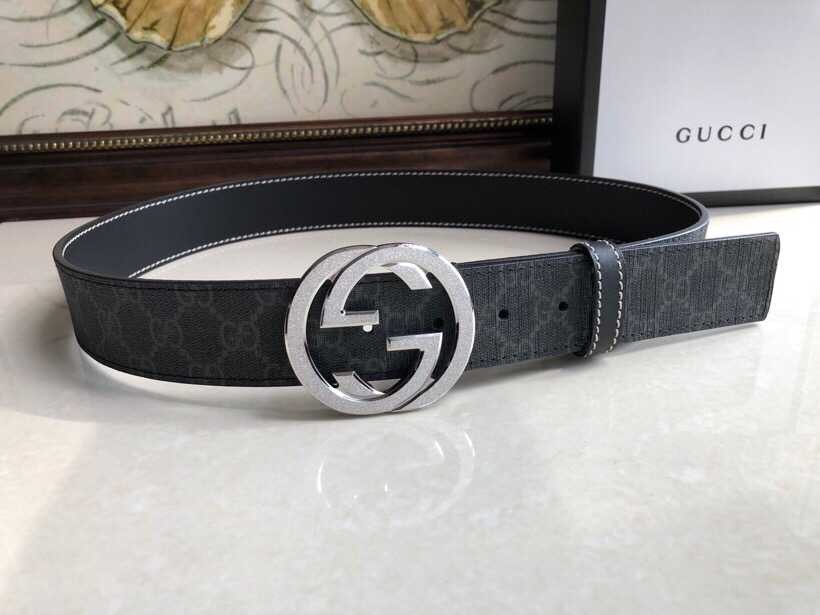 Gucci Men s PVC GG stainless steel metal buckle 38mm