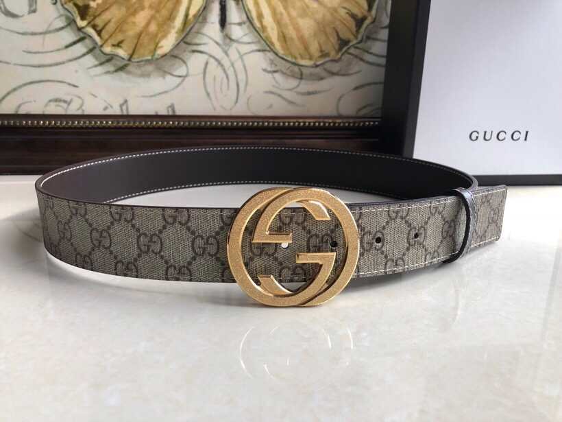 Gucci Men s PVC GG stainless steel metal buckle 38mm