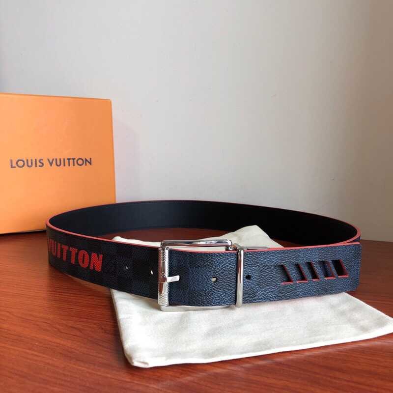 Louis Vuitton Calfskin logo print Damier print 40mm Reversible belt