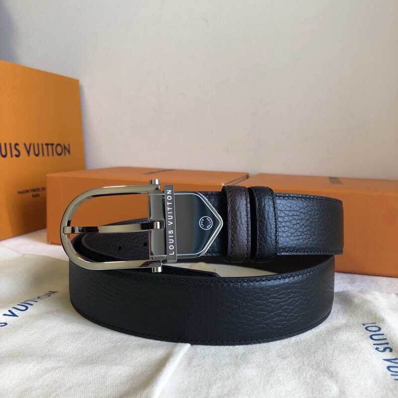 Louis Vuitton Stainless steel buckle cowhide Reversible all Adjustable belt 35mm