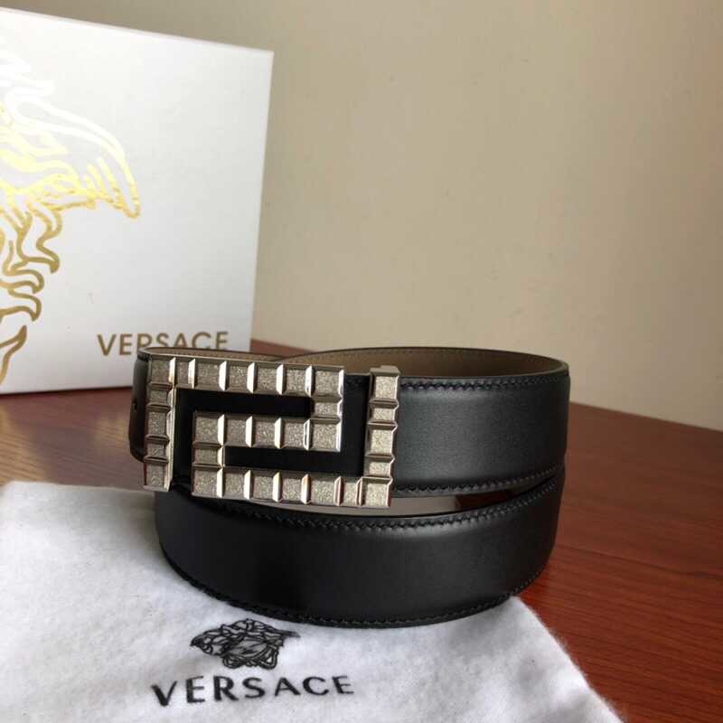 Versace Stainless steel metal buckle 3.5cm men s leather belt