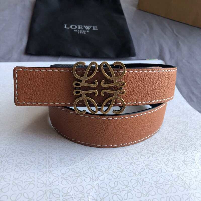 Loewe 3.2cm cowhide belt with gold vintage metal buckle