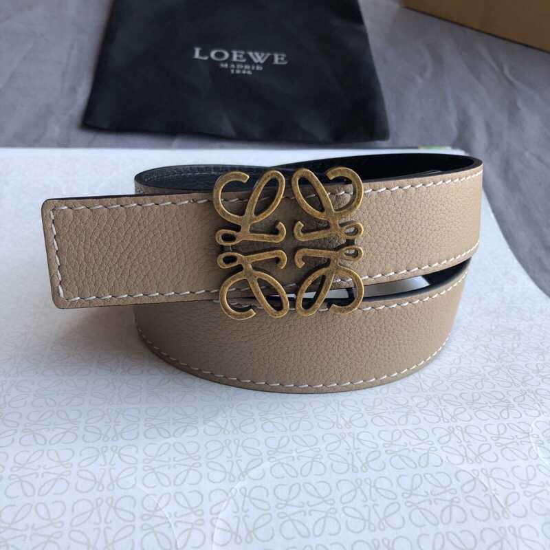 Loewe 3.2cm cowhide belt with gold vintage metal buckle