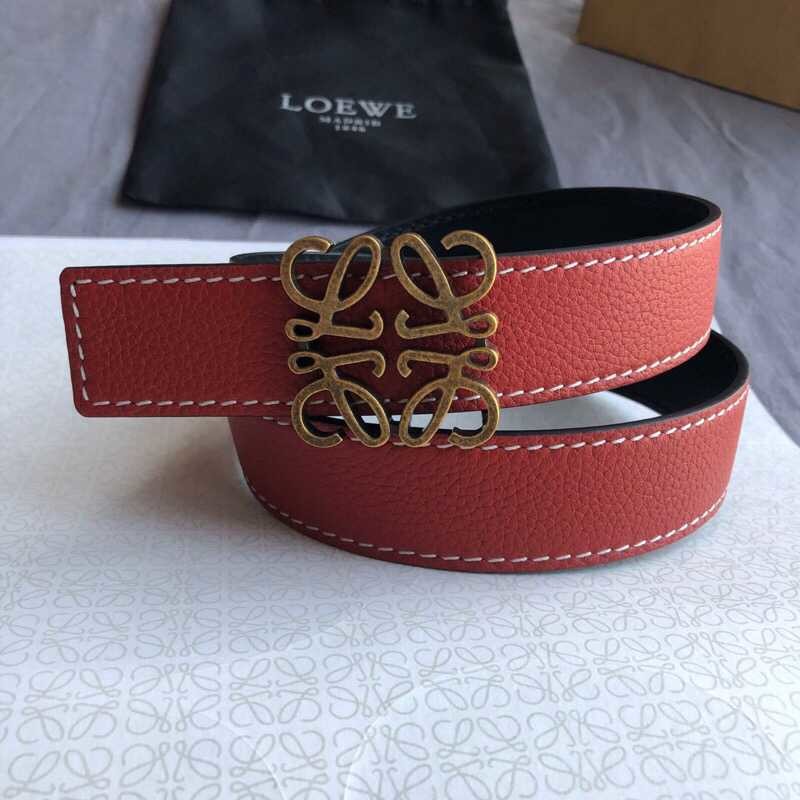 Loewe 3.2cm cowhide belt with gold vintage metal buckle