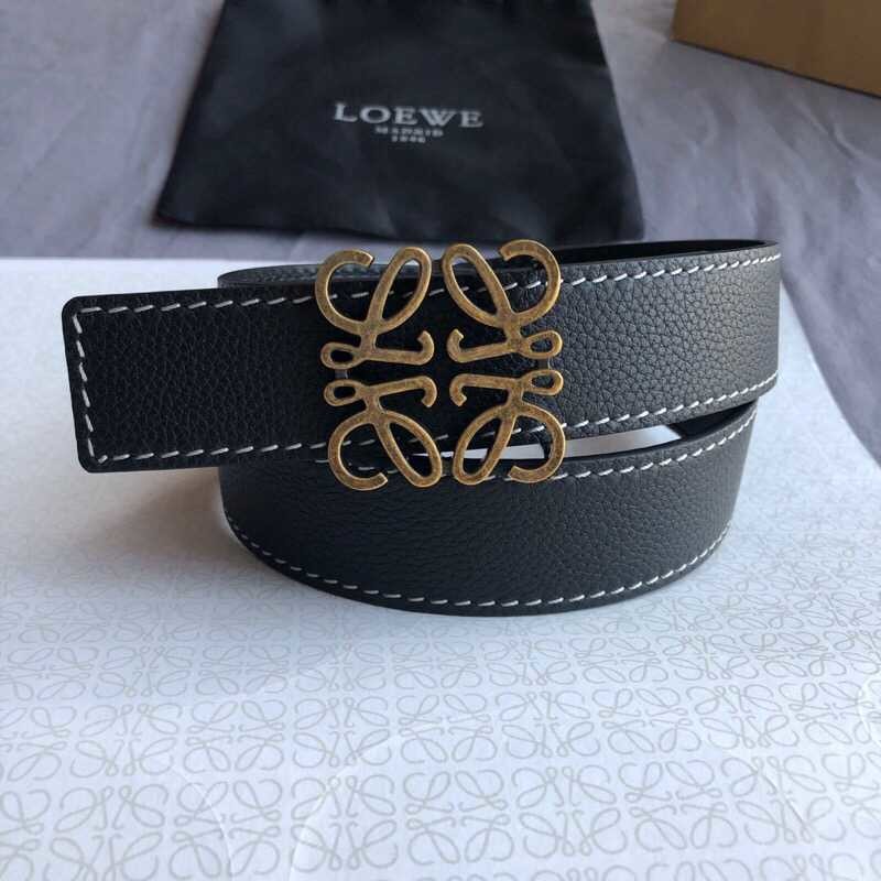 Loewe 3.2cm cowhide belt with gold vintage metal buckle