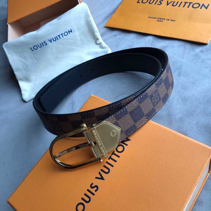 Louis Vuitton Classic Damier/Monogram stainless steel metal buckle belt 35mm