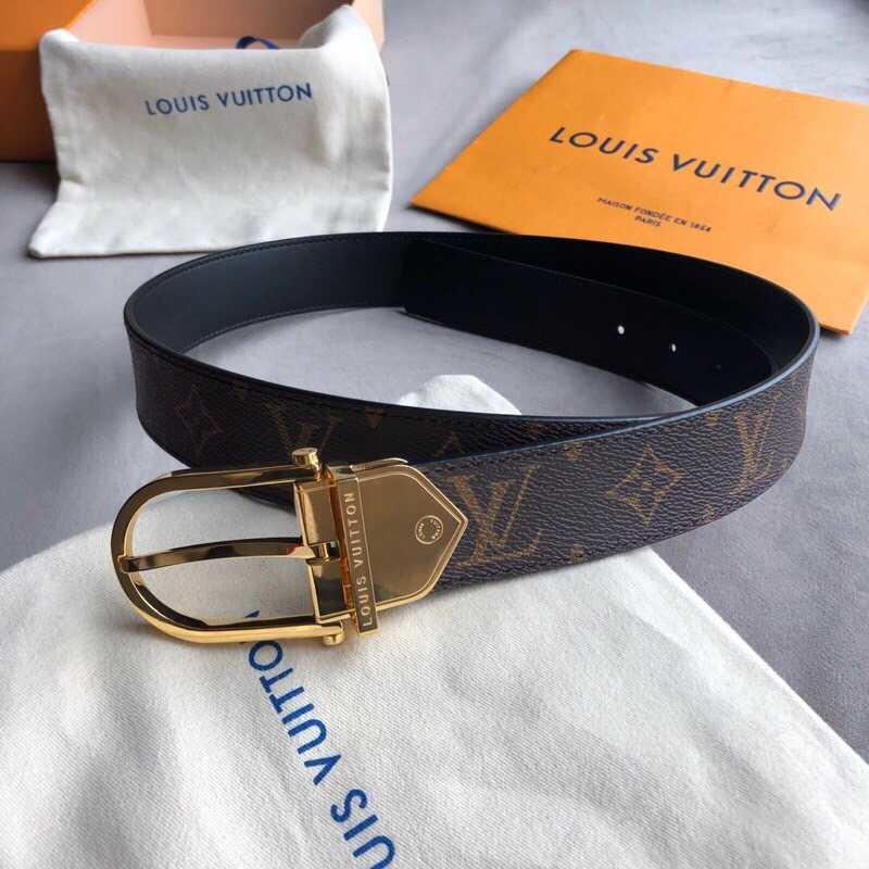 Louis Vuitton Classic Damier/Monogram stainless steel metal buckle belt 35mm