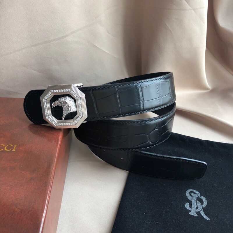 Stefano Ricci Stainless steel eagle head buckle 3.8cm cowhide belt