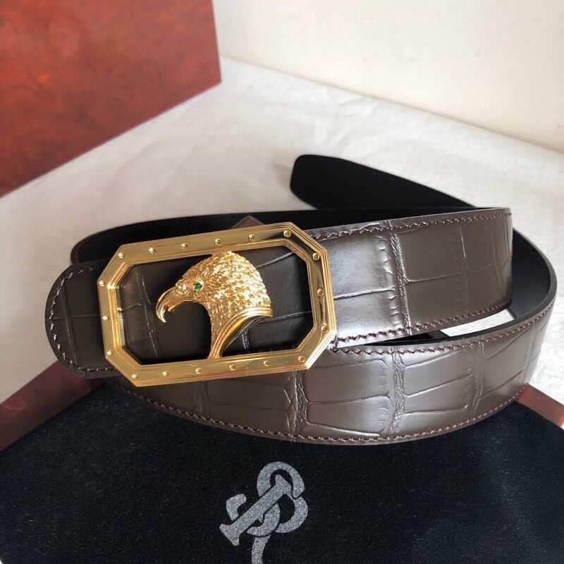 Stefano Ricci Cowhide stainless steel eagle head metal buckle 3.8cm belt