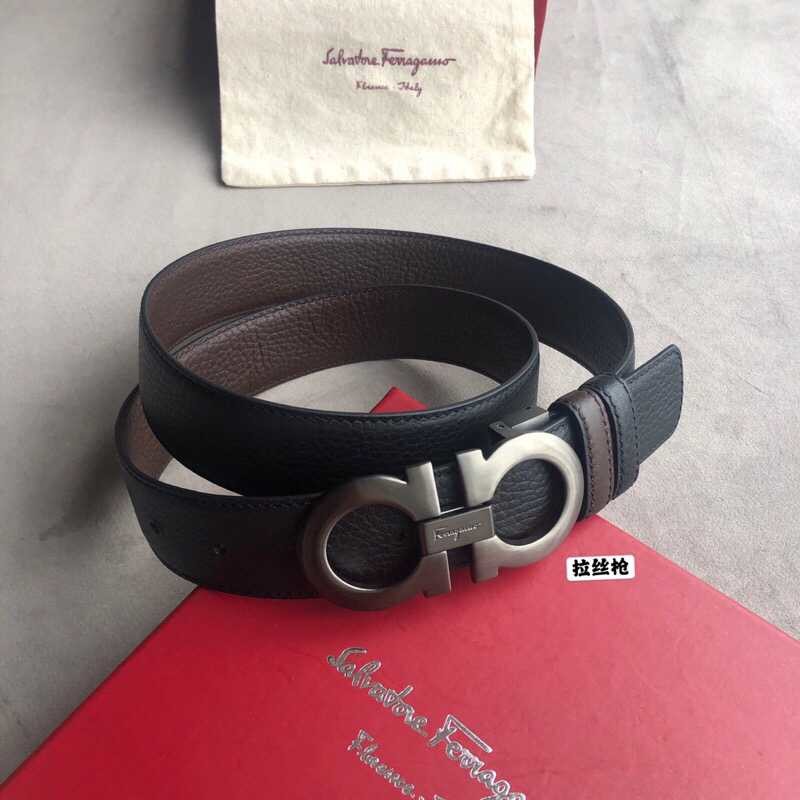 Ferragamo Men s 3.5cm leather belt with classic metal buckle