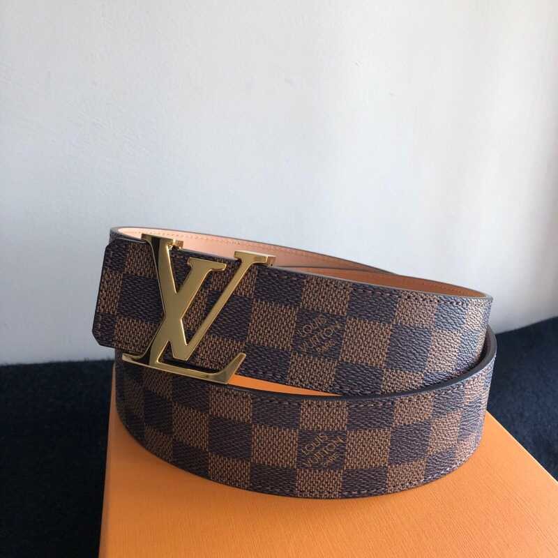 Louis Vuitton Classic Damier/Monogram belt with iconic letters and metal buckle