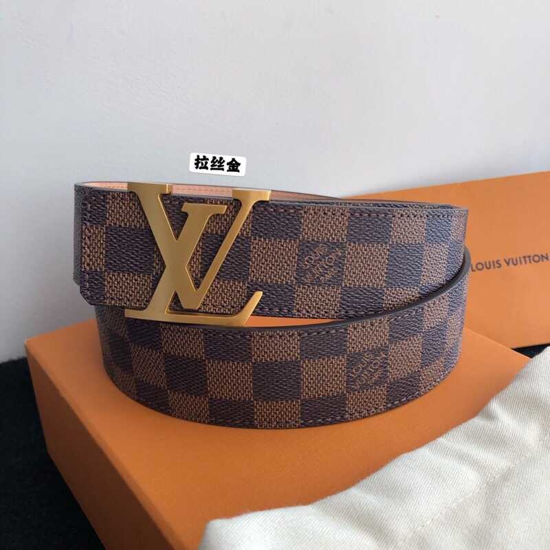 Louis Vuitton Classic Damier/Monogram belt with iconic letters and metal buckle