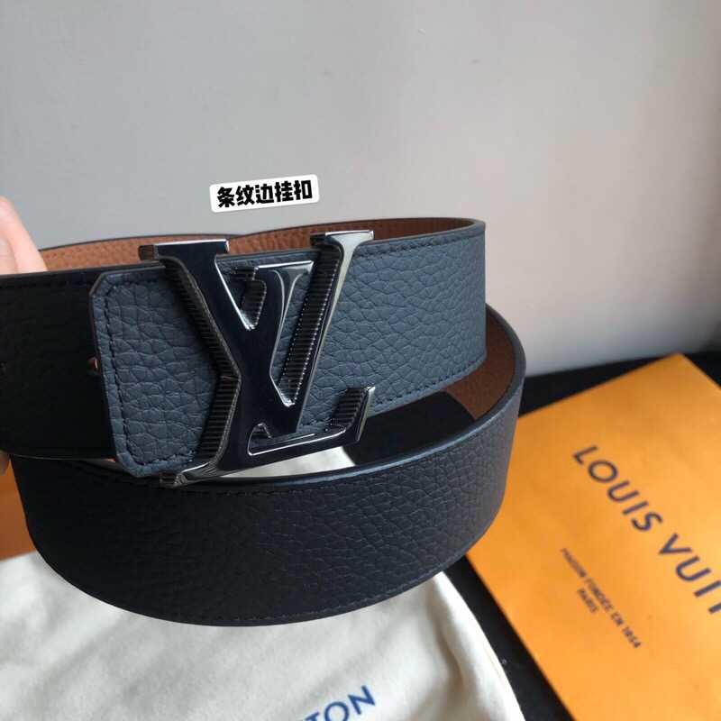 Louis Vuitton Tilt Letter Stripe Beveled Edge Metal Buckle Reversible Belt 40mm