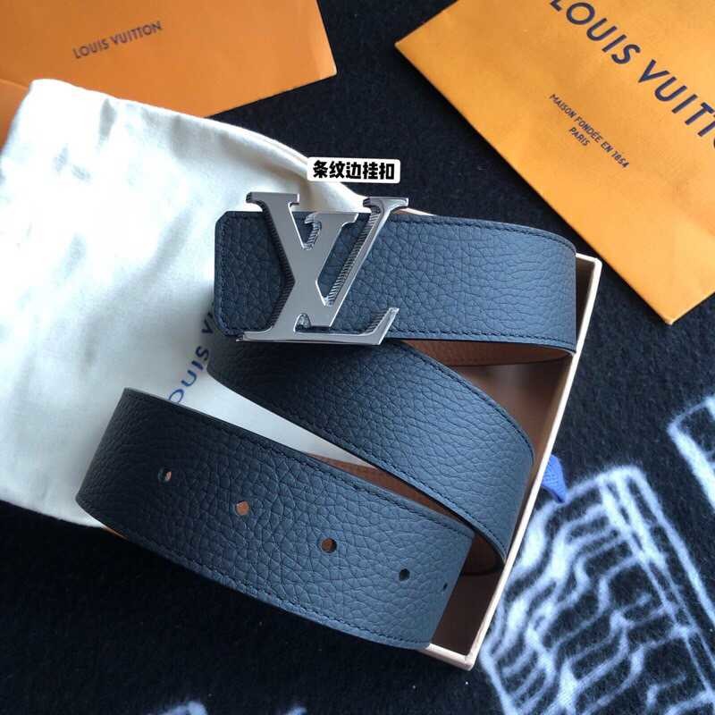 Louis Vuitton Tilt Letter Stripe Beveled Edge Metal Buckle Reversible Belt 40mm