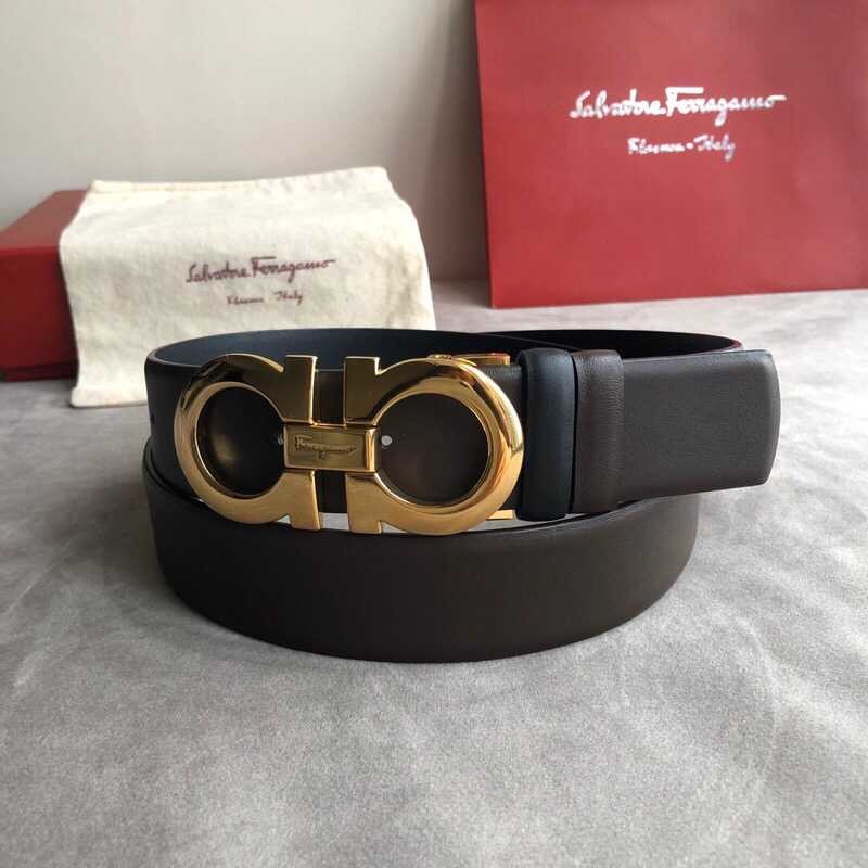 Ferragamo Men s 3.5cm Nappa Leather Belt with Classic Metal Buckle