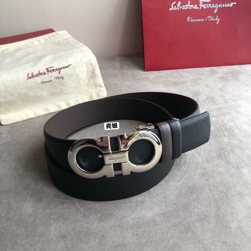 Ferragamo Men s 3.5cm Nappa Leather Belt with Classic Metal Buckle