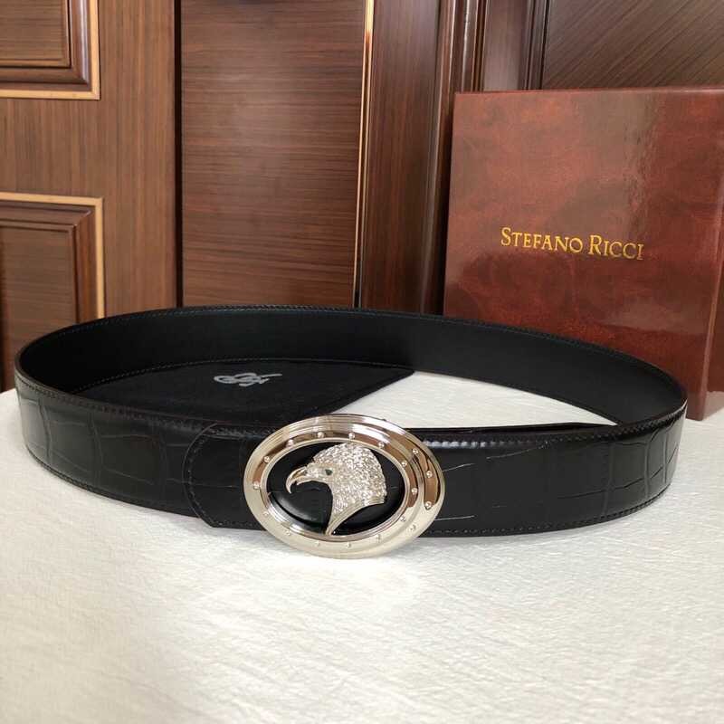 Stefano Ricci Stainless steel eagle head buckle 3.8cm cowhide belt