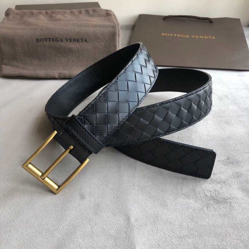 Bottega Veneta Cowhide woven craftsmanship and buckle fine leather 3.5cm belt