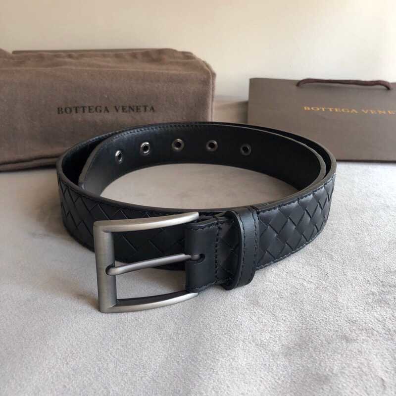 Bottega Veneta Cowhide woven craftsmanship and buckle fine leather 3.5cm belt