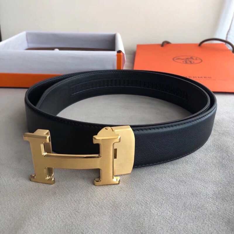 Hermes 35mm Reversible leather belt with exquisite automatic buckle