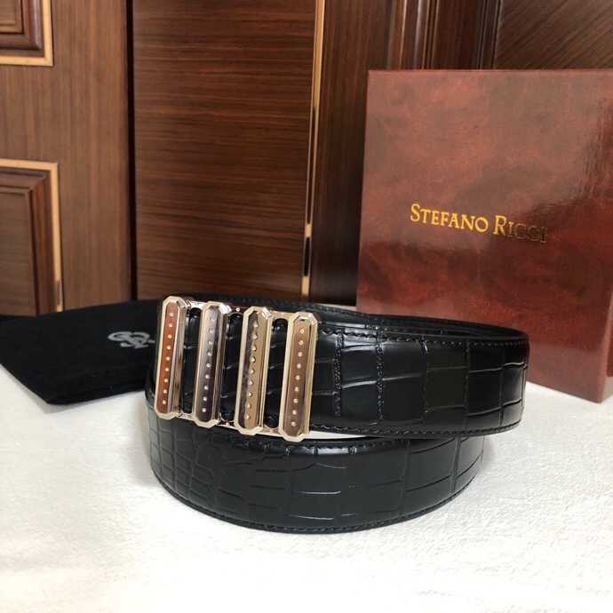 Stefano Ricci Stainless steel hollow buckle 3.8cm cowhide belt