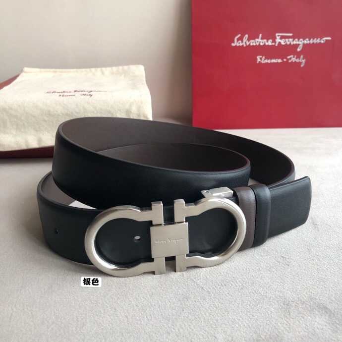Ferragamo Men s 3.5cm Nappa Leather Belt with Exquisite Metal Buckle