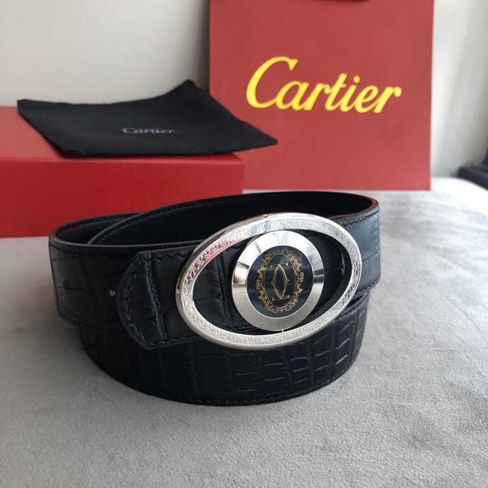 Cartier Stainless steel Reversible leather belt with flip metal buckle