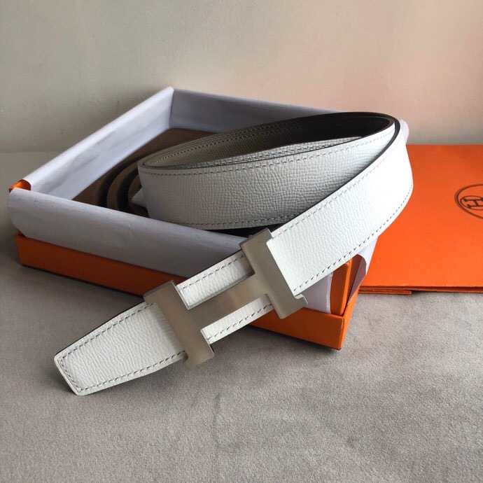 Hermes Reversible leather 32mm belt belt with four-corner buckle