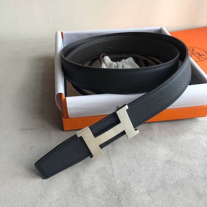 Hermes Reversible leather 32mm belt belt with four-corner buckle