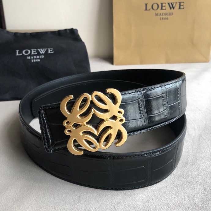 Loewe Cowhide embossed crocodile pattern men s belt