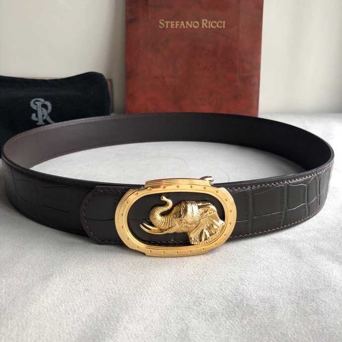 Stefano Ricci Stainless steel elephant metal buckle 3.8cm cowhide belt