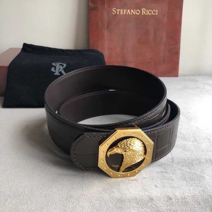 Stefano Ricci Stainless steel eagle head metal buckle 3.8cm cowhide belt