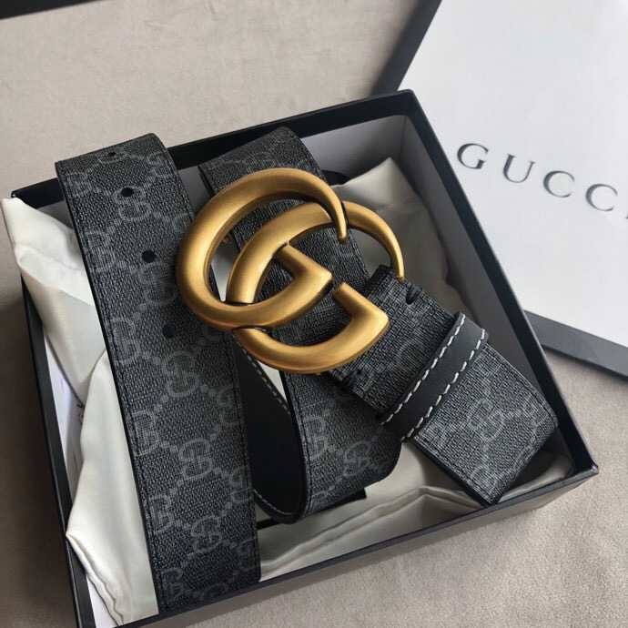 Gucci Iconic men s belt with GG letters interweaving pattern