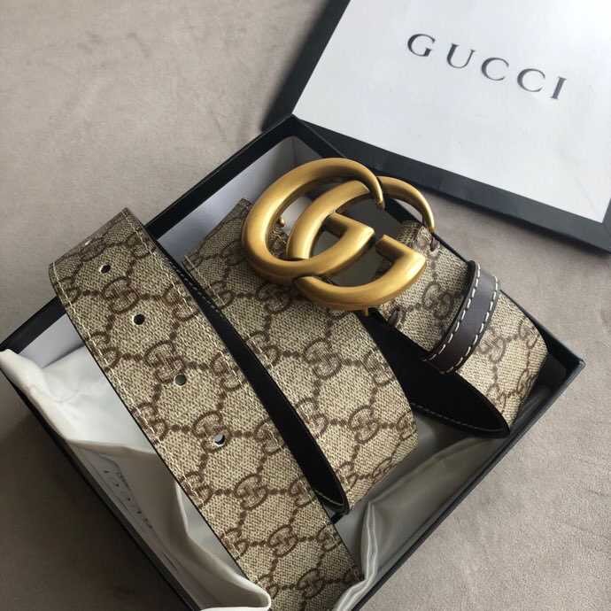 Gucci Iconic men s belt with GG letters interweaving pattern