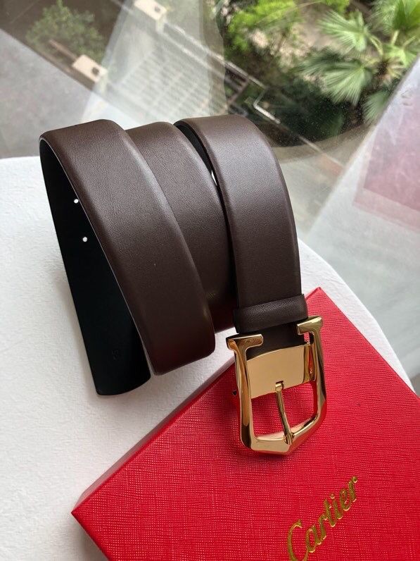 Cartier Louis -Franois metal buckle leather men s 3.5cm belt