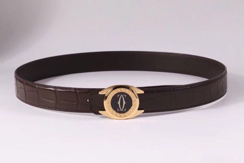 Cartier Louis -Franois stainless steel CC buckle leather belt