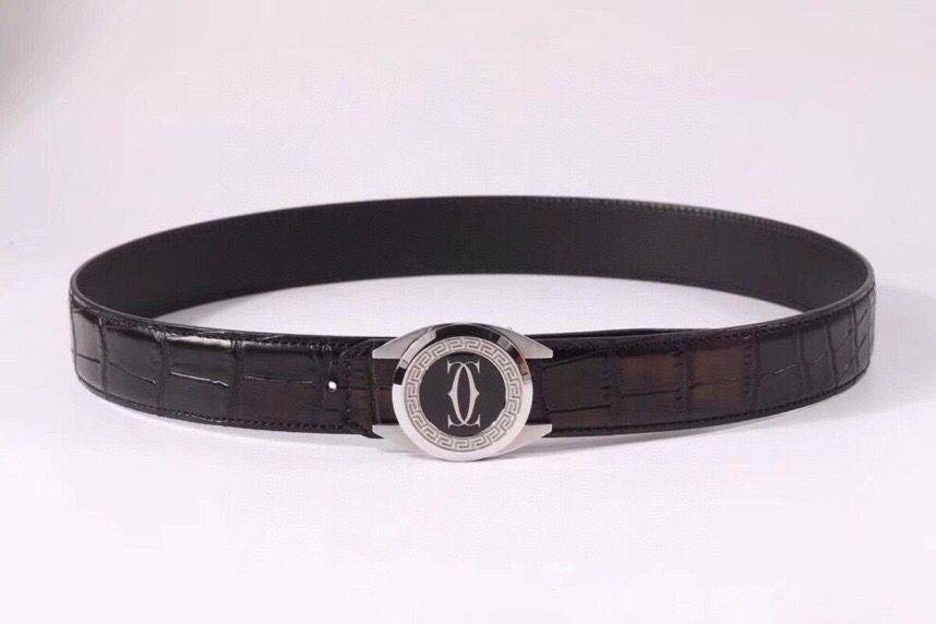 Cartier Louis -Franois stainless steel CC buckle leather belt