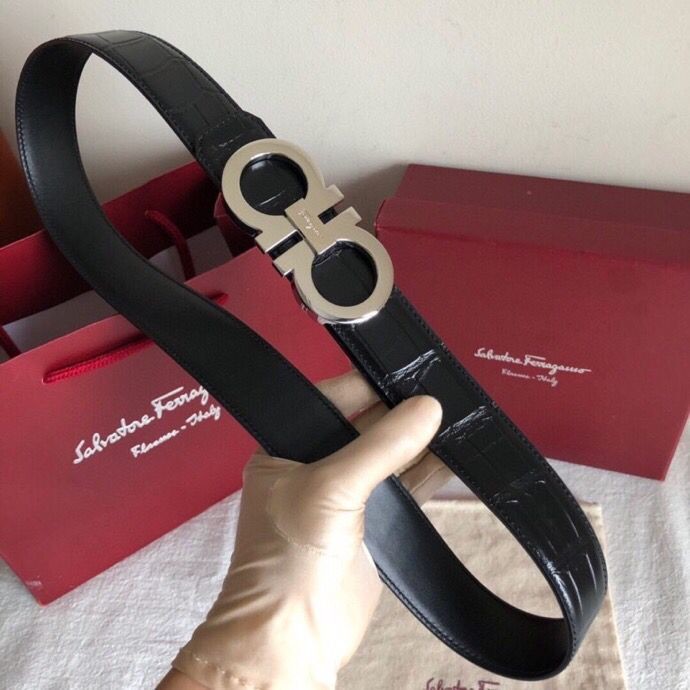Ferragamo Men s 3.5cm exquisite metal buckle belt