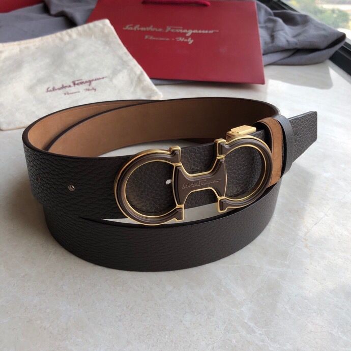 Ferragamo 3.5cm two-tone Suede leather belt