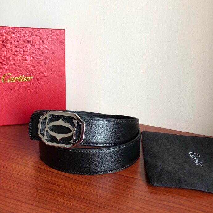 Cartier Stainless steel CC hollow metal buckle cowhide sheep pattern 3.5cm belt