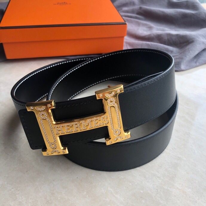 Hermes 3.8cm Reversible leather belt with stainless steel H buckle