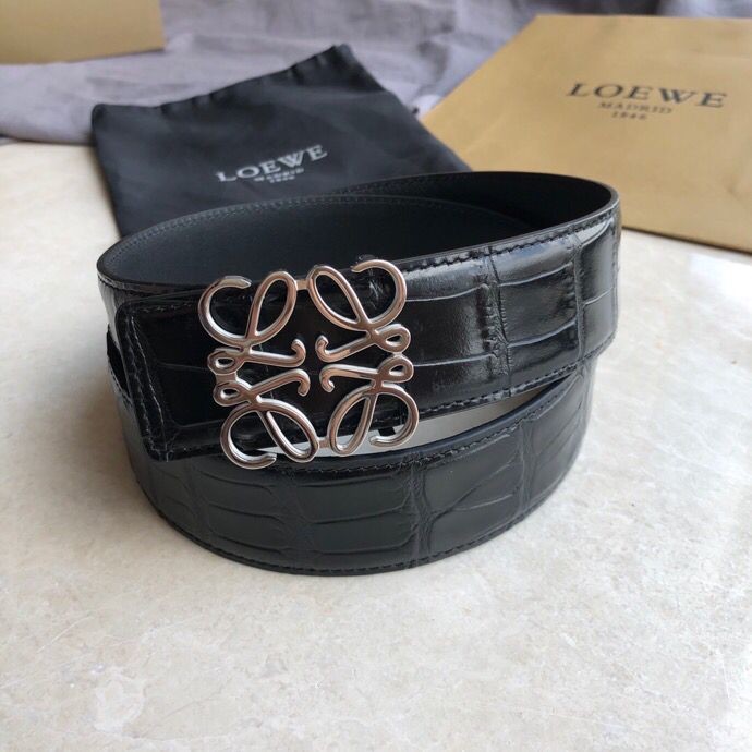 Loewe Cowhide embossed crocodile pattern belt