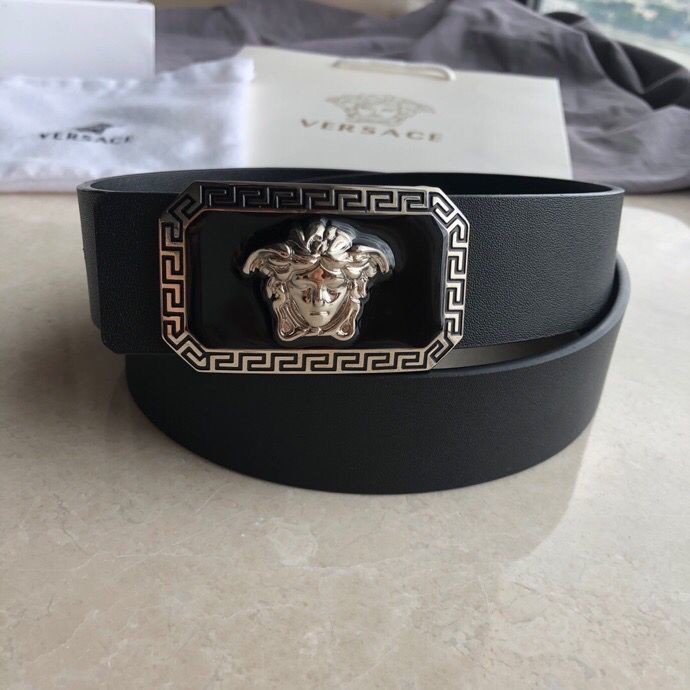 Versace Stainless steel Medusa resin metal buckle 3.8cm cowhide belt