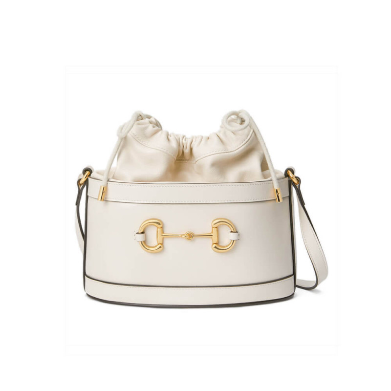 Gucci 1955 Horsebit Bucket Bag 602118 White