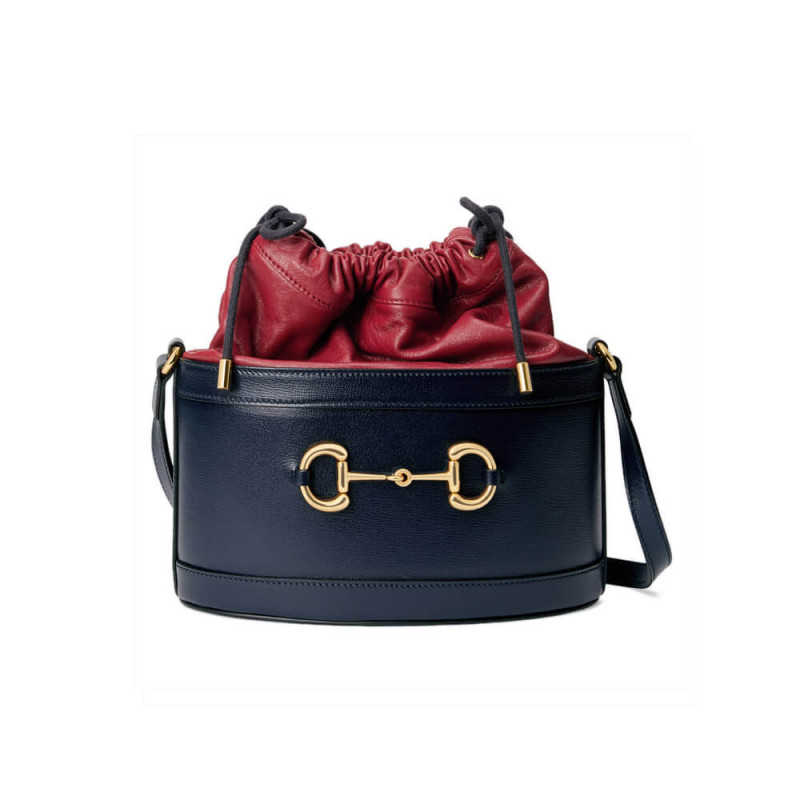 Gucci 1955 Horsebit Bucket Bag 602118 Blue/Red