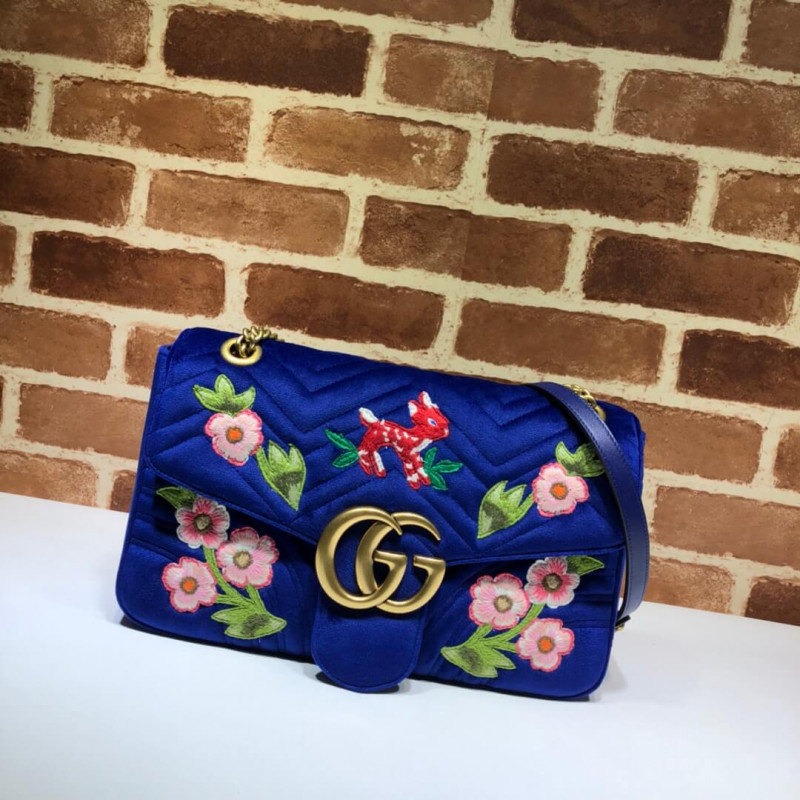 Gucci GG Marmont Velvet Small Shoulder Bag 443496 Blue