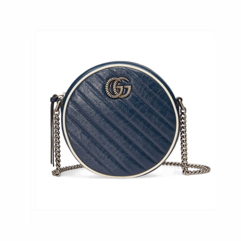 Gucci GG Marmont Mini Round Shoulder Bag 550154 Blue