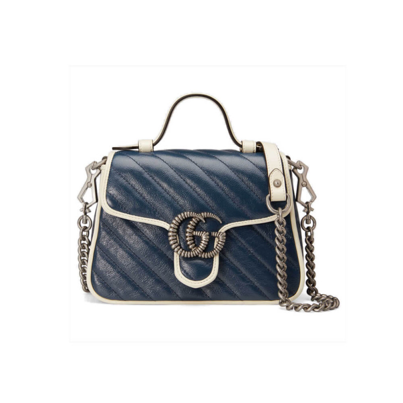 Gucci GG Marmont Mini Top Handle Bag 583571 Blue